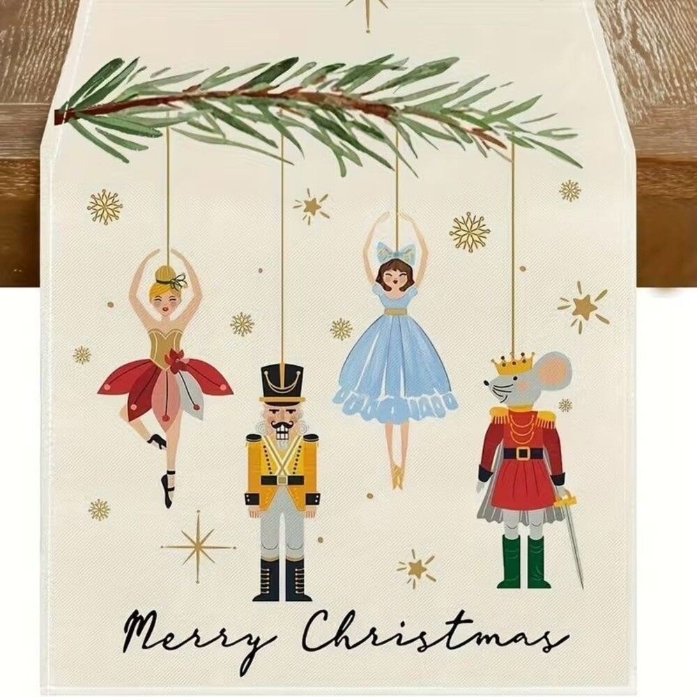 Christmas Nutcracker Table Runner w/ Ballerina & Nutcracker Soldiers 13x72 New